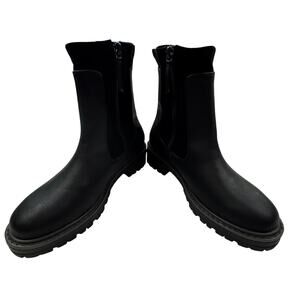 Yellowbox Black Faux Suede Sides Lug Sole Classic Chelsea Boots Women's Size 7